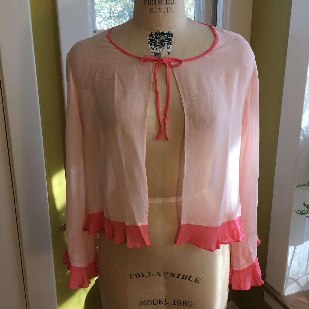 Pink Silk Ruffle Top